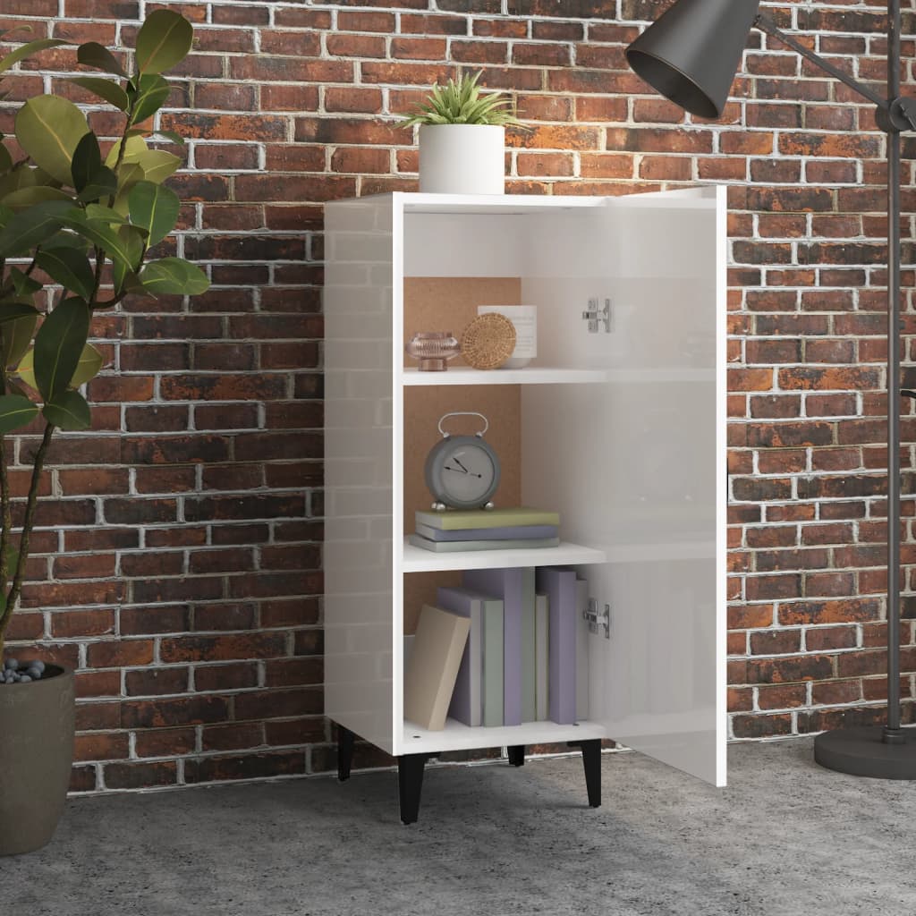 Buffet Blanc brillant 34,5x34x90 cm Bois d'ingénierie Buffets & bahuts vidaXL   