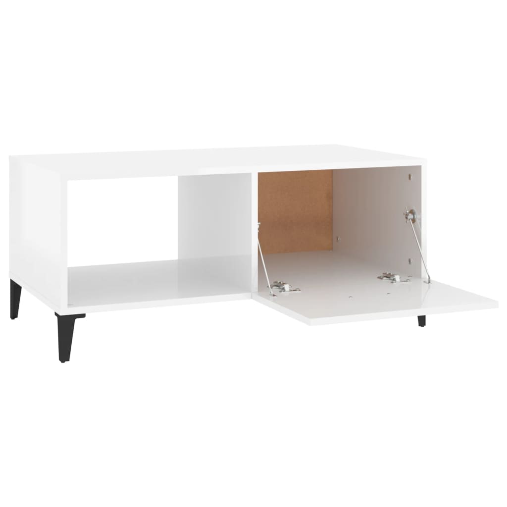 Table basse Blanc brillant 90x50x40 cm Bois d'ingénierie Tables basses vidaXL   