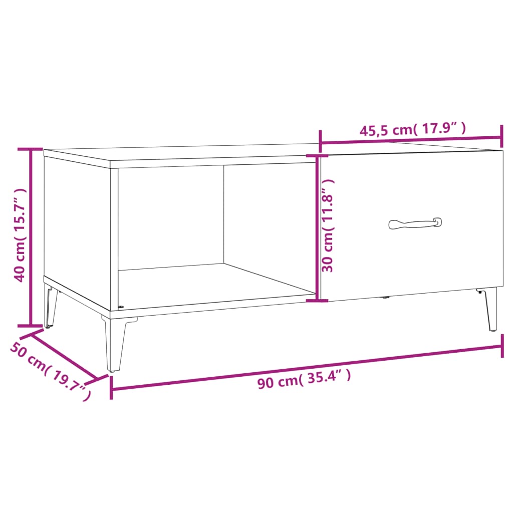 Table basse Blanc brillant 90x50x40 cm Bois d'ingénierie Tables basses vidaXL   
