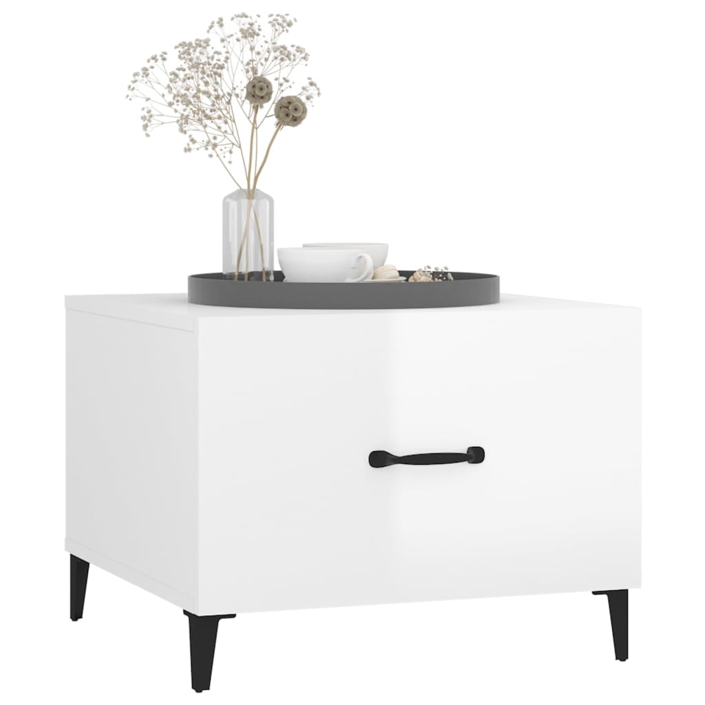 Tables basses avec pieds métal 2 pcs Blanc brillant 50x50x40 cm Tables basses vidaXL   