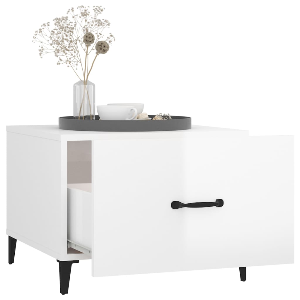 Tables basses avec pieds métal 2 pcs Blanc brillant 50x50x40 cm Tables basses vidaXL   