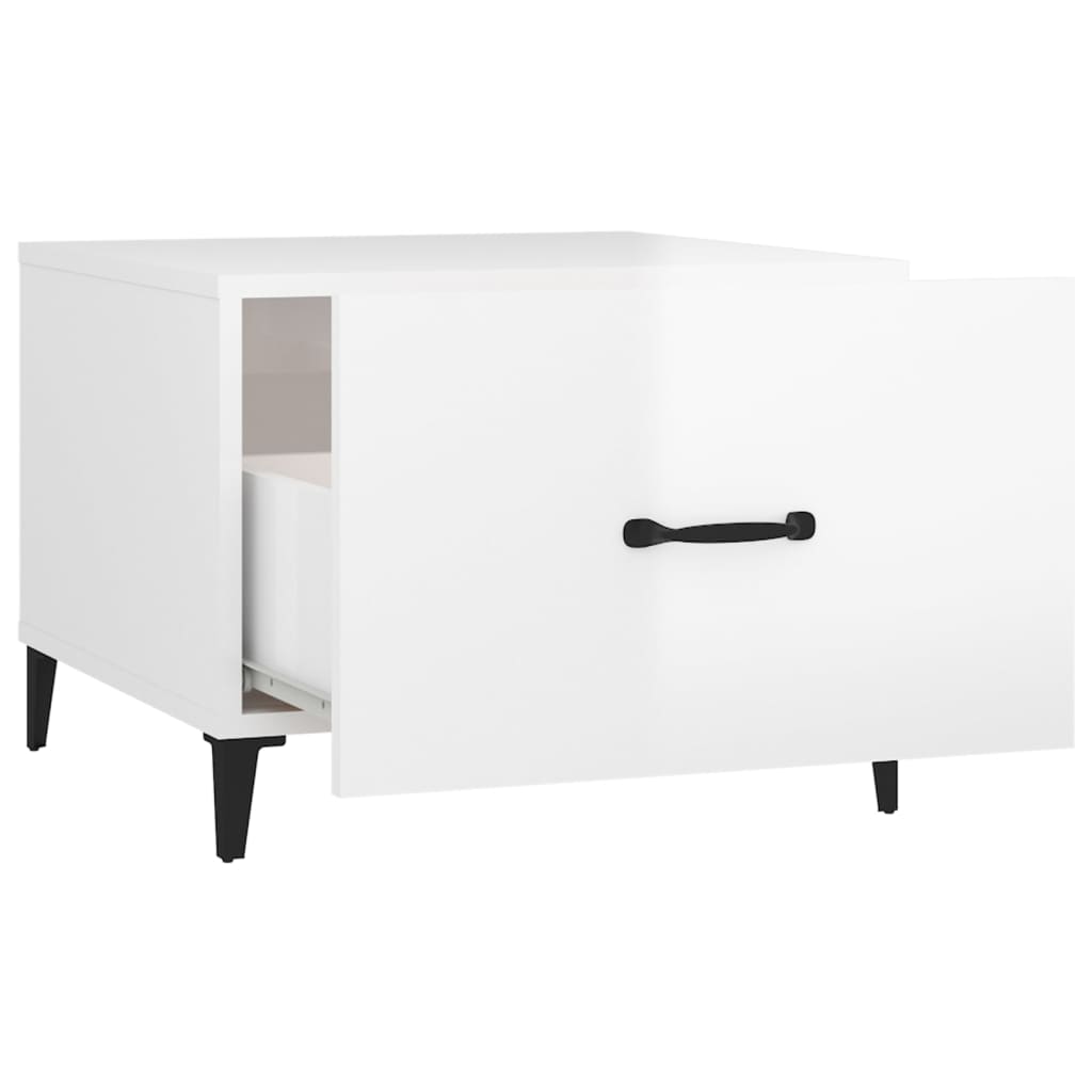Tables basses avec pieds métal 2 pcs Blanc brillant 50x50x40 cm Tables basses vidaXL   