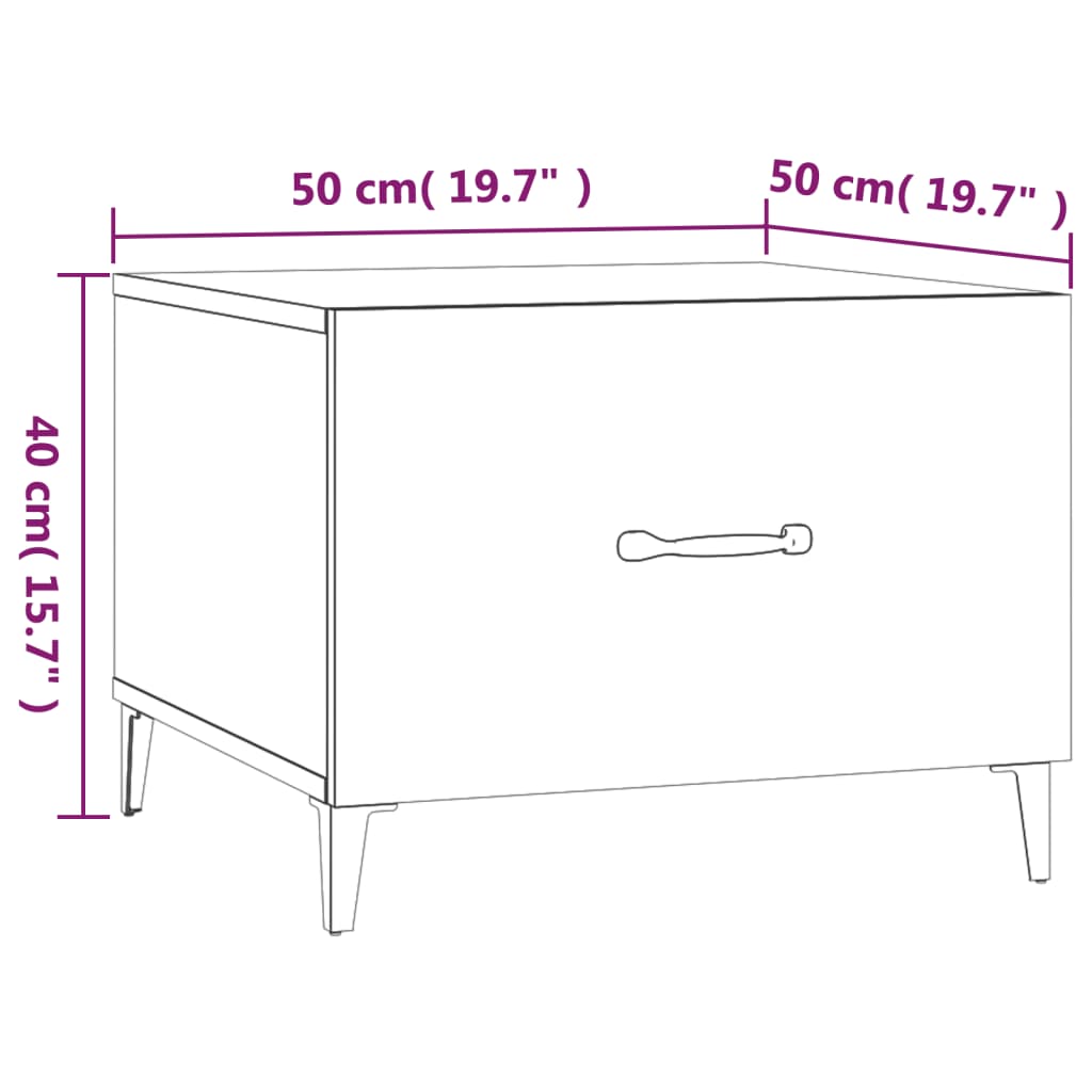 Tables basses avec pieds métal 2 pcs Blanc brillant 50x50x40 cm Tables basses vidaXL   