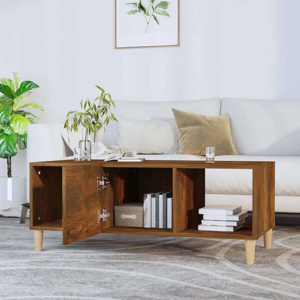 Table basse chêne fumé 102x50x40 cm bois d'ingénierie Tables basses vidaXL   