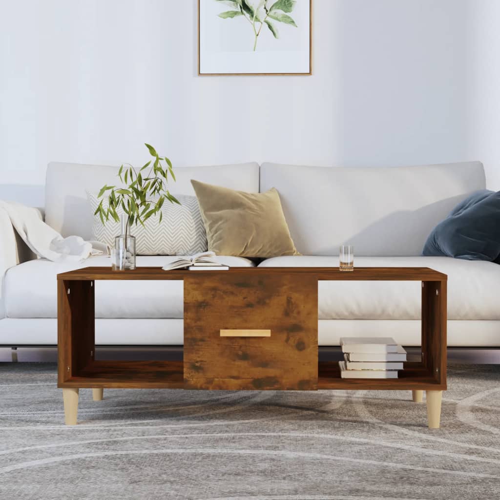 Table basse chêne fumé 102x50x40 cm bois d'ingénierie Tables basses vidaXL   