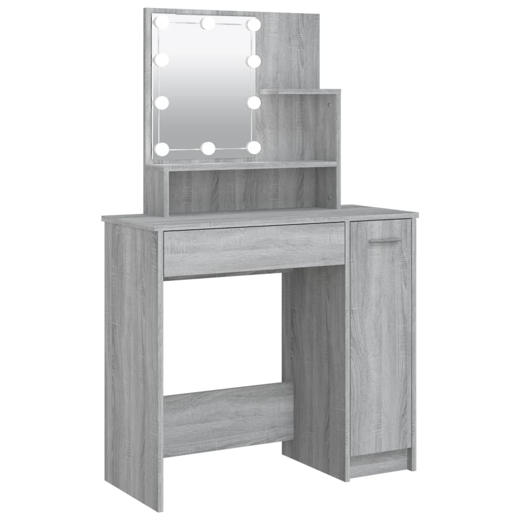 Coiffeuse avec LED Sonoma gris 86,5x35x136 cm Tables vidaXL