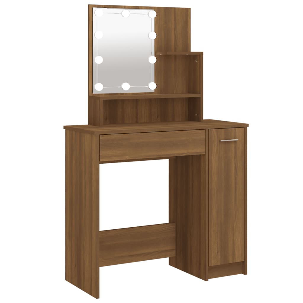 Coiffeuse avec LED Chêne marron 86,5x35x136 cm Tables vidaXL