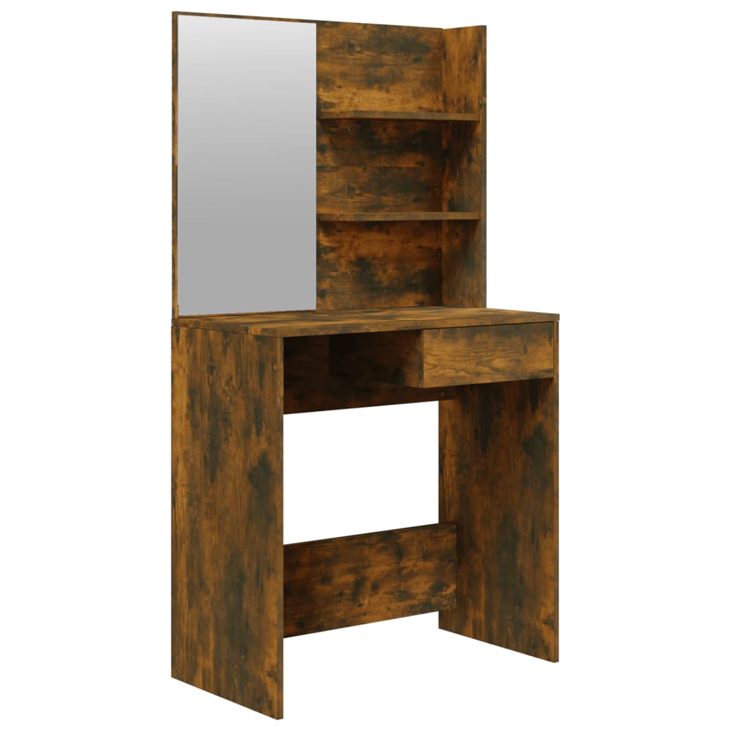 Coiffeuse avec miroir Chêne fumé 74,5x40x141 cm Tables vidaXL