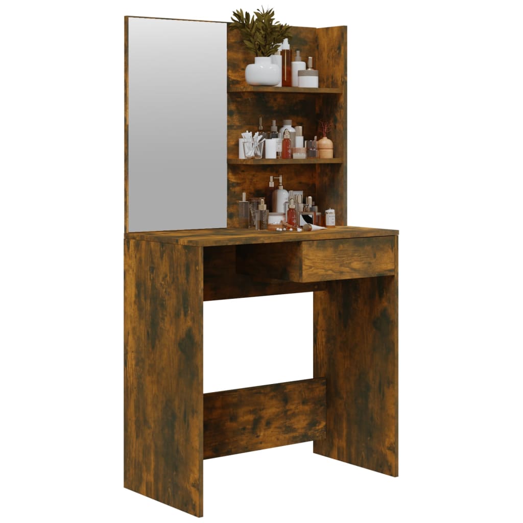 Coiffeuse avec miroir Chêne fumé 74,5x40x141 cm Tables vidaXL
