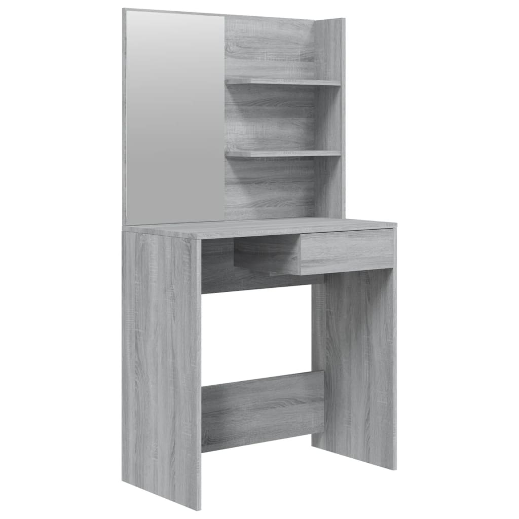 Coiffeuse avec miroir Sonoma gris 74,5x40x141 cm Tables vidaXL