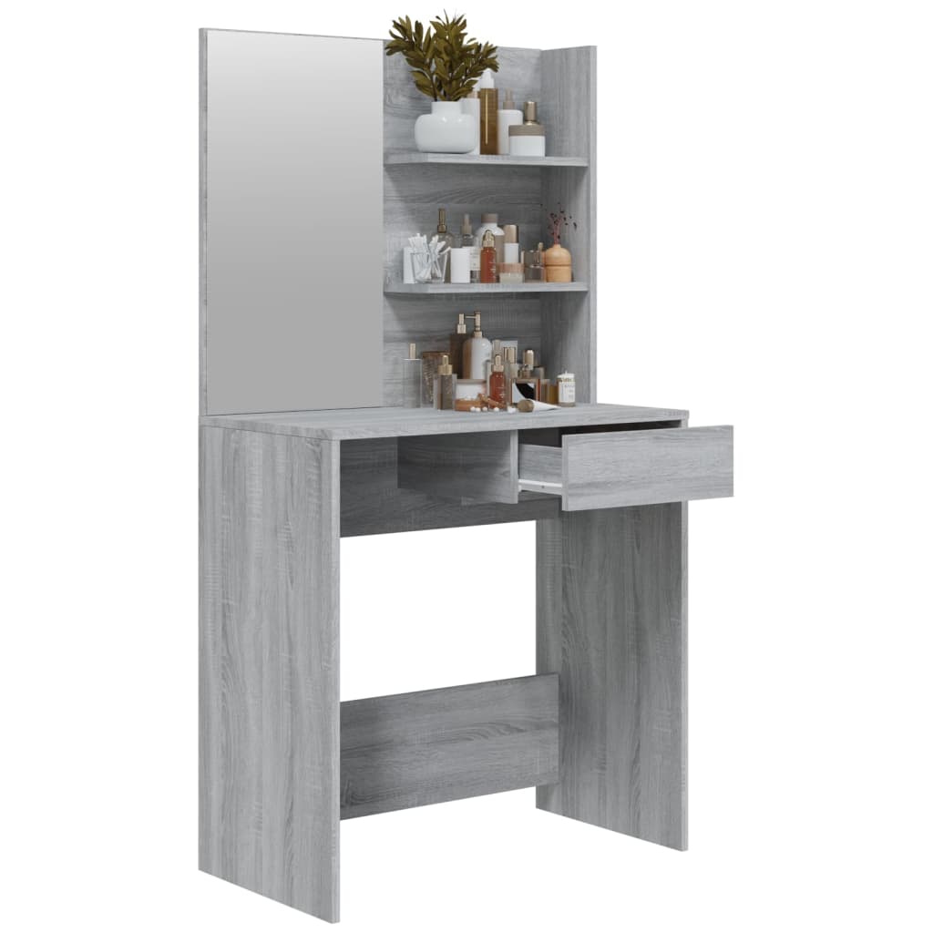 Coiffeuse avec miroir Sonoma gris 74,5x40x141 cm Tables vidaXL