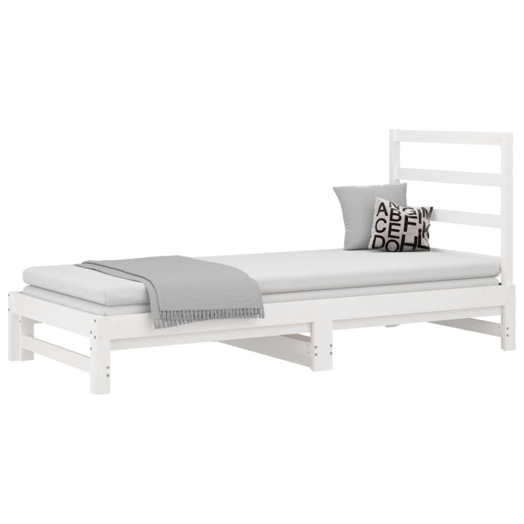 Lit coulissant Blanc 2x(90x200) cm Bois de pin massif Lits & cadres de lit vidaXL   