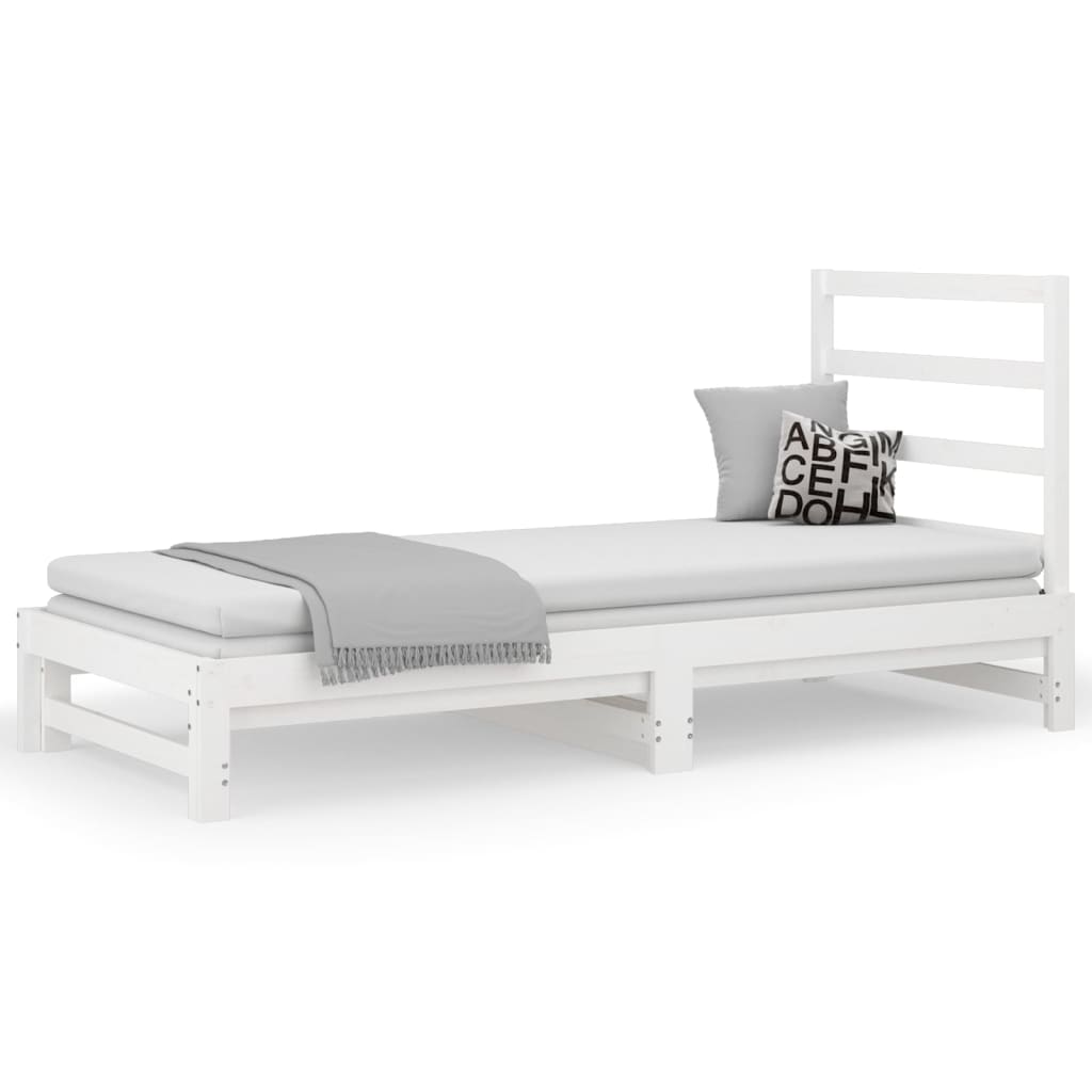 Lit coulissant Blanc 2x(90x190) cm Bois de pin massif Lits & cadres de lit vidaXL   