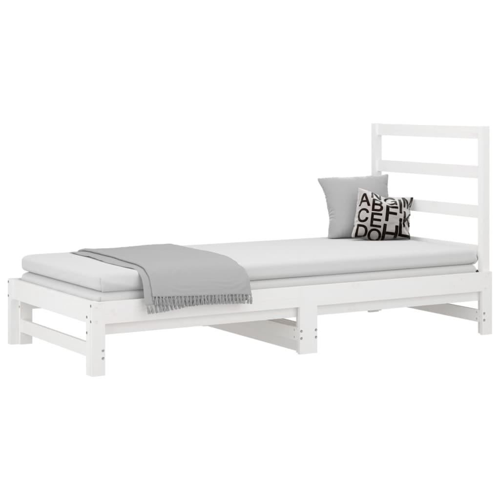 Lit coulissant Blanc 2x(90x190) cm Bois de pin massif Lits & cadres de lit vidaXL   