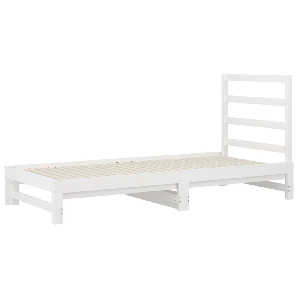 Lit coulissant Blanc 2x(90x190) cm Bois de pin massif Lits & cadres de lit vidaXL   