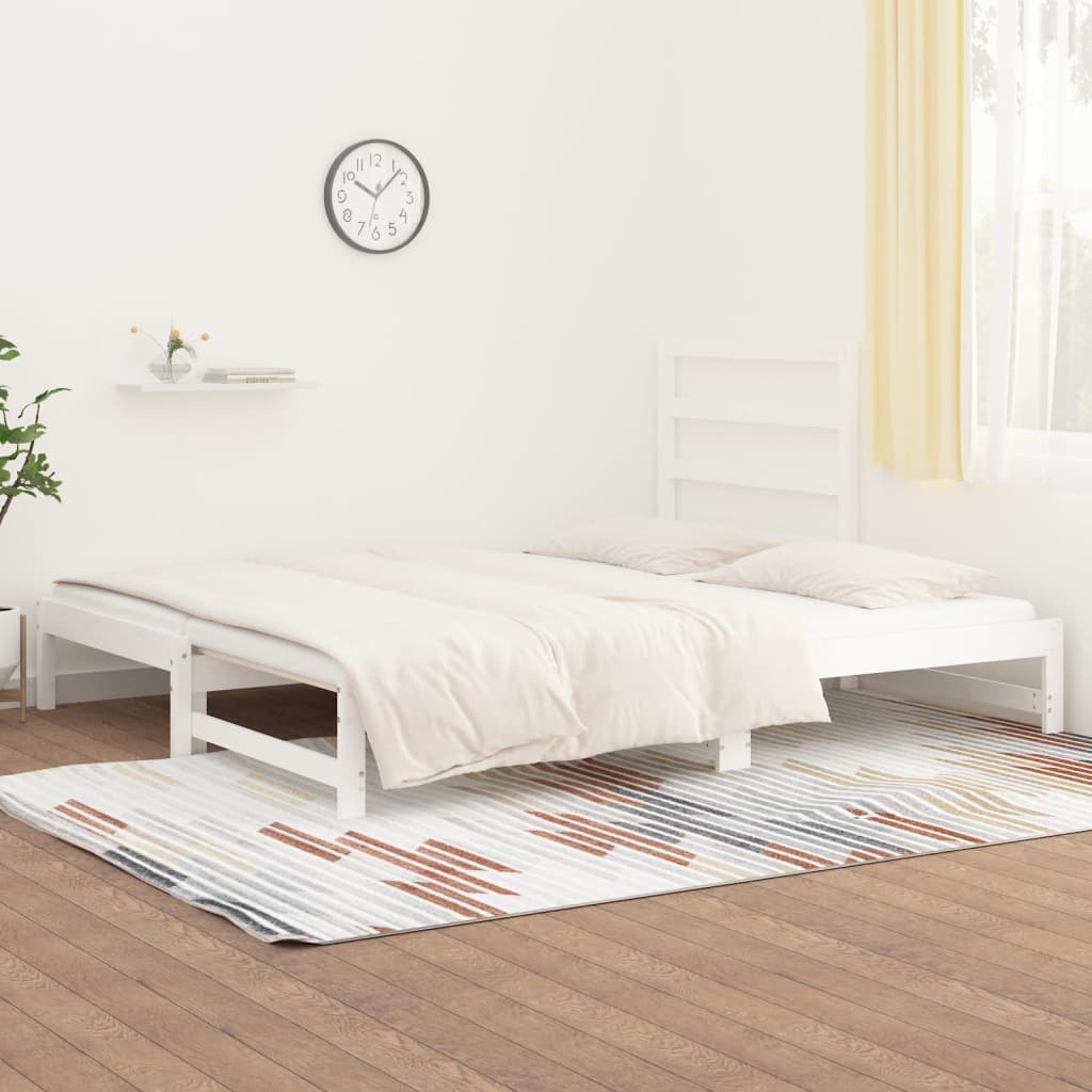 Lit coulissant Blanc 2x(90x190) cm Bois de pin massif Lits & cadres de lit vidaXL   