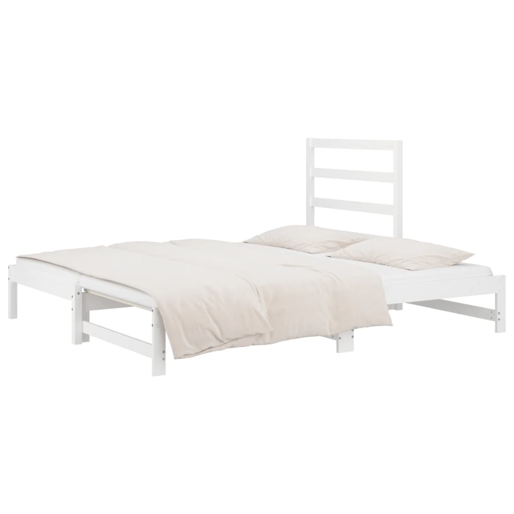 Lit coulissant Blanc 2x(90x190) cm Bois de pin massif Lits & cadres de lit vidaXL   