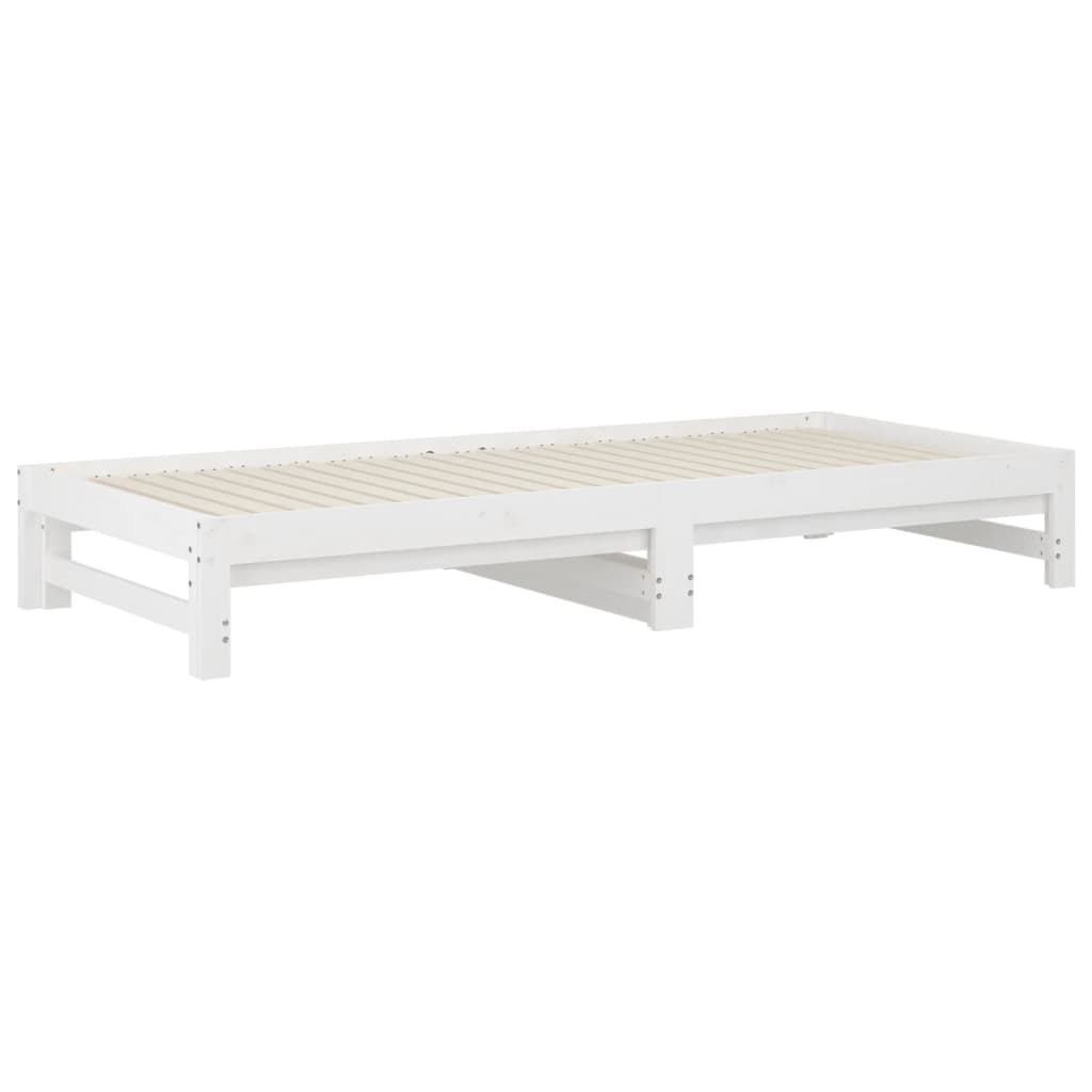 Lit coulissant Blanc 2x(90x200) cm Bois de pin massif Lits & cadres de lit vidaXL   