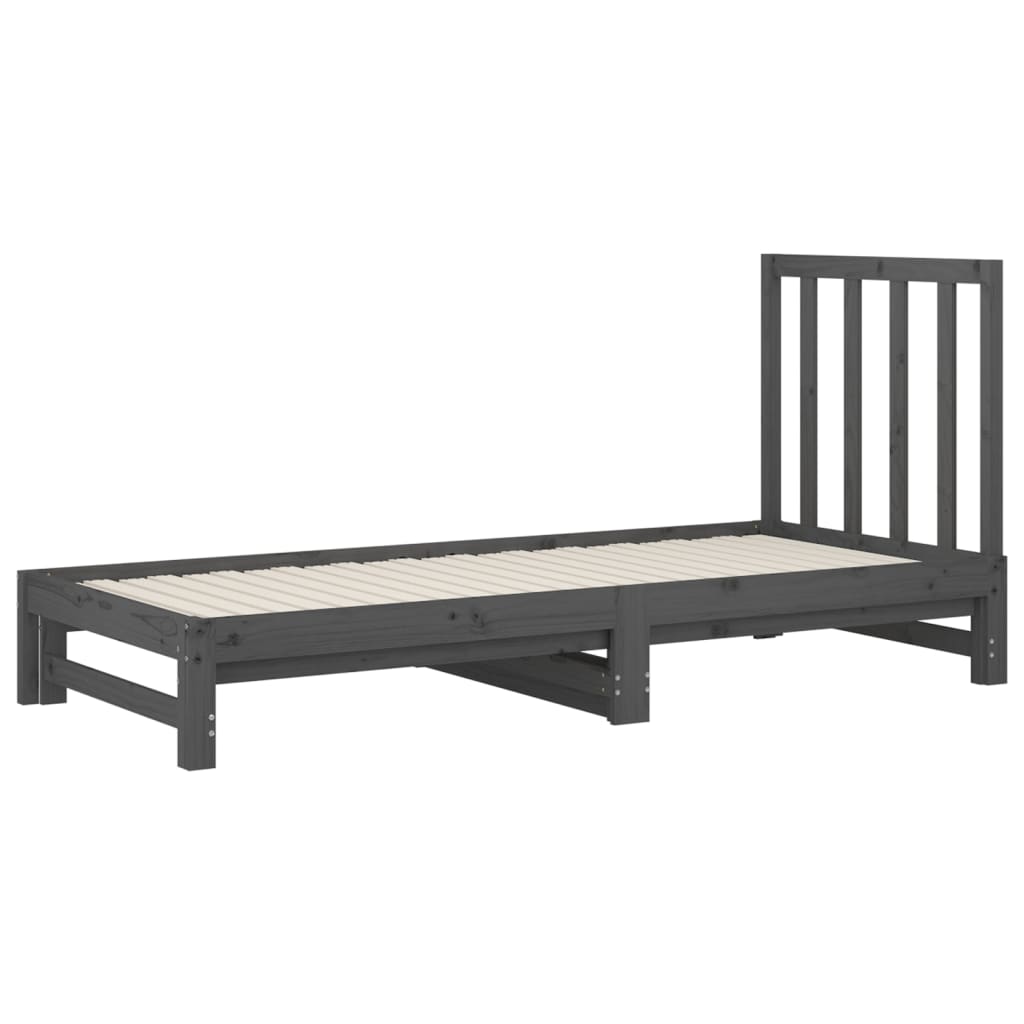 Lit coulissant Gris 2x(90x200) cm Bois de pin massif Lits & cadres de lit vidaXL   