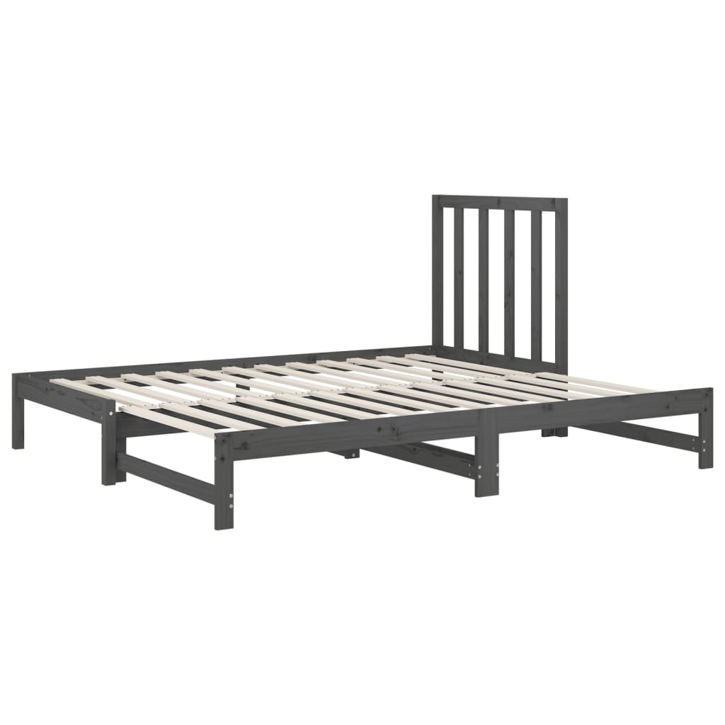 Lit coulissant Gris 2x(90x200) cm Bois de pin massif Lits & cadres de lit vidaXL   