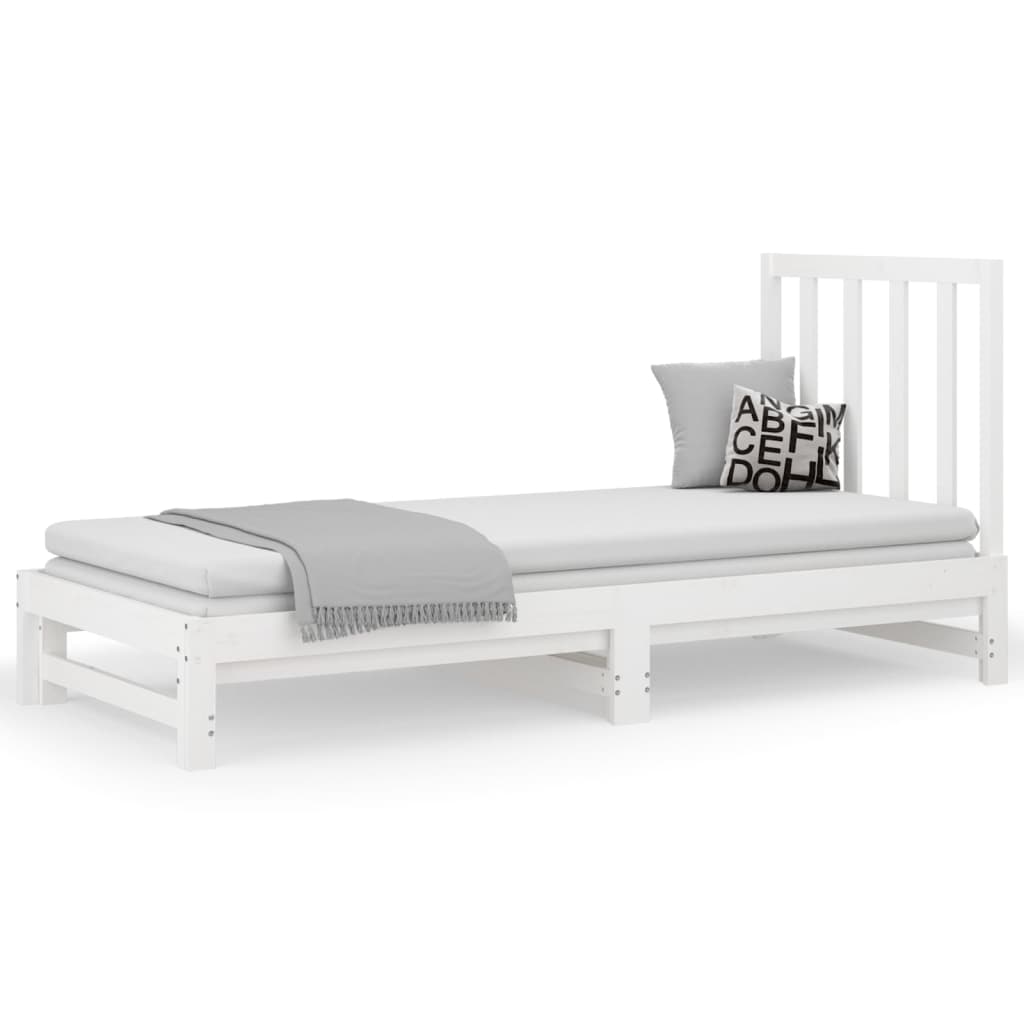 Lit coulissant Blanc 2x(90x190) cm Bois de pin massif Lits & cadres de lit vidaXL   