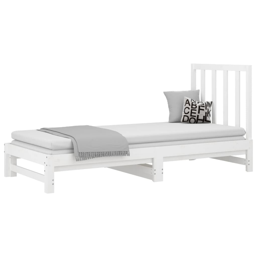 Lit coulissant Blanc 2x(90x190) cm Bois de pin massif Lits & cadres de lit vidaXL   