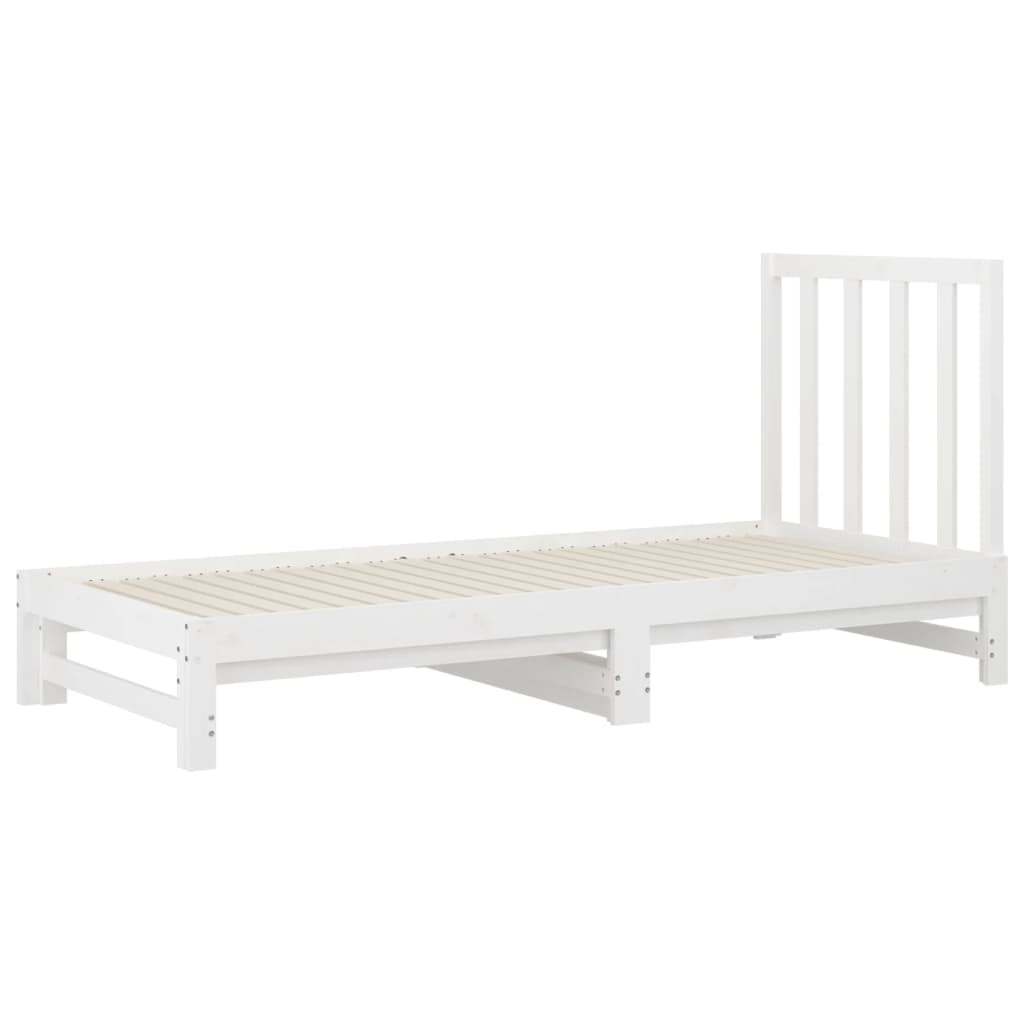 Lit coulissant Blanc 2x(90x190) cm Bois de pin massif Lits & cadres de lit vidaXL   
