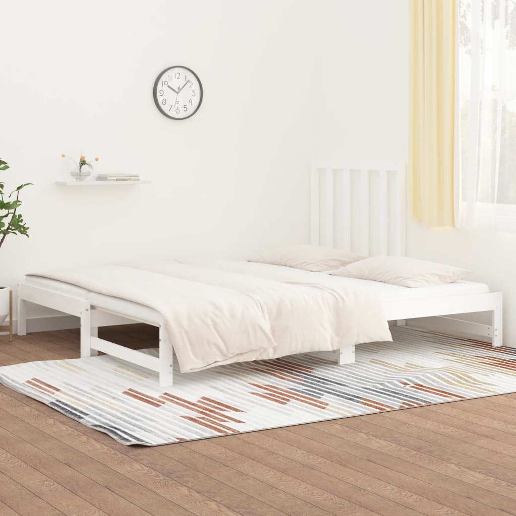 Lit coulissant Blanc 2x(90x190) cm Bois de pin massif Lits & cadres de lit vidaXL   