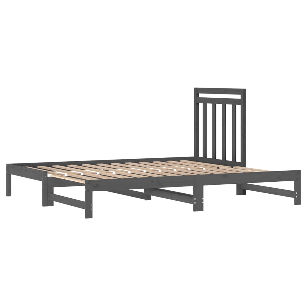 Lit coulissant Gris 2x(90x200) cm Bois de pin massif Lits & cadres de lit vidaXL   