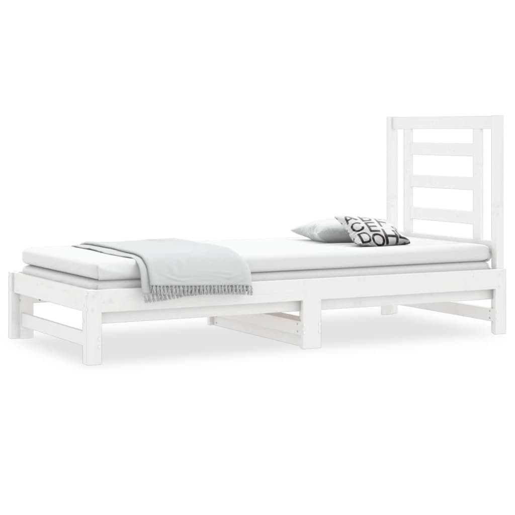 Lit coulissant Blanc 2x(90x200) cm Bois de pin massif Lits & cadres de lit vidaXL   