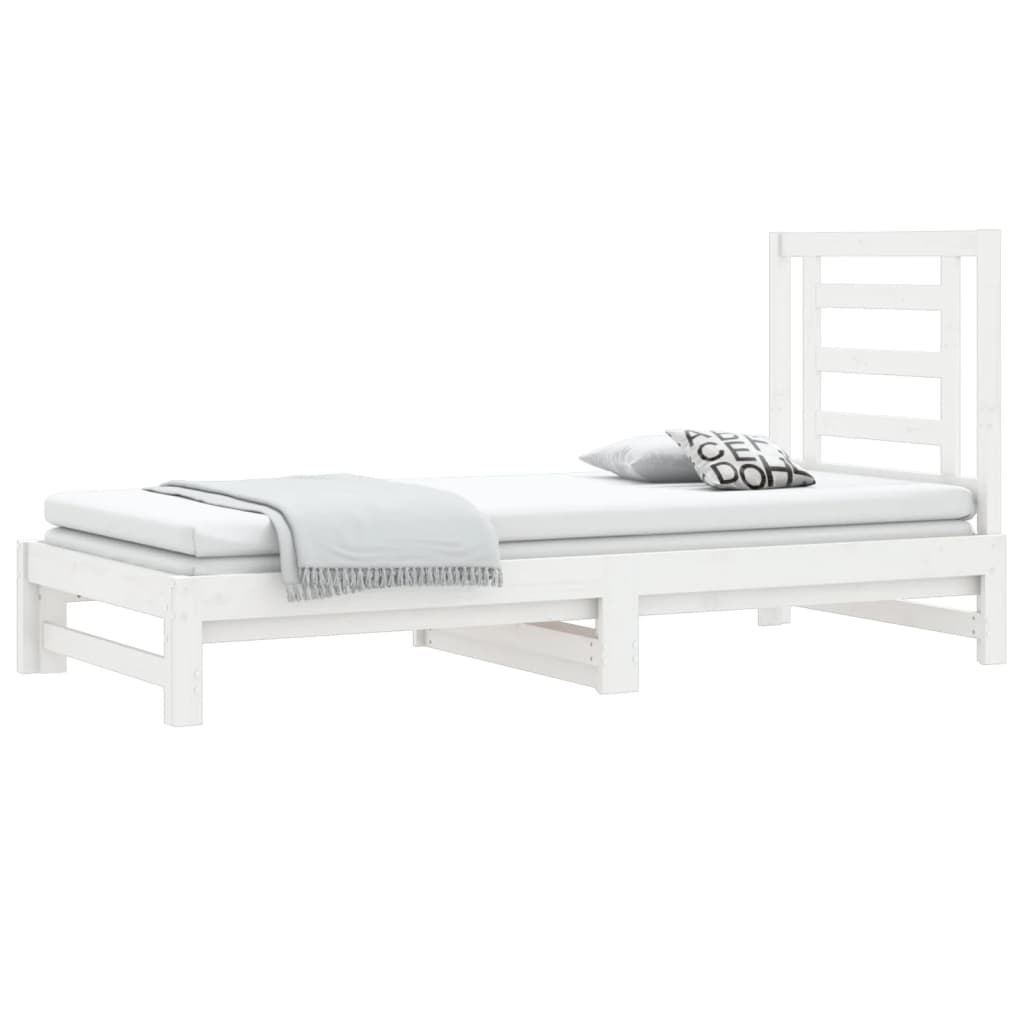 Lit coulissant Blanc 2x(90x200) cm Bois de pin massif Lits & cadres de lit vidaXL   