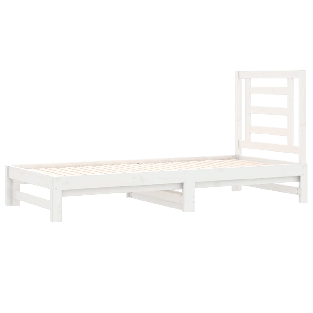 Lit coulissant Blanc 2x(90x200) cm Bois de pin massif Lits & cadres de lit vidaXL   
