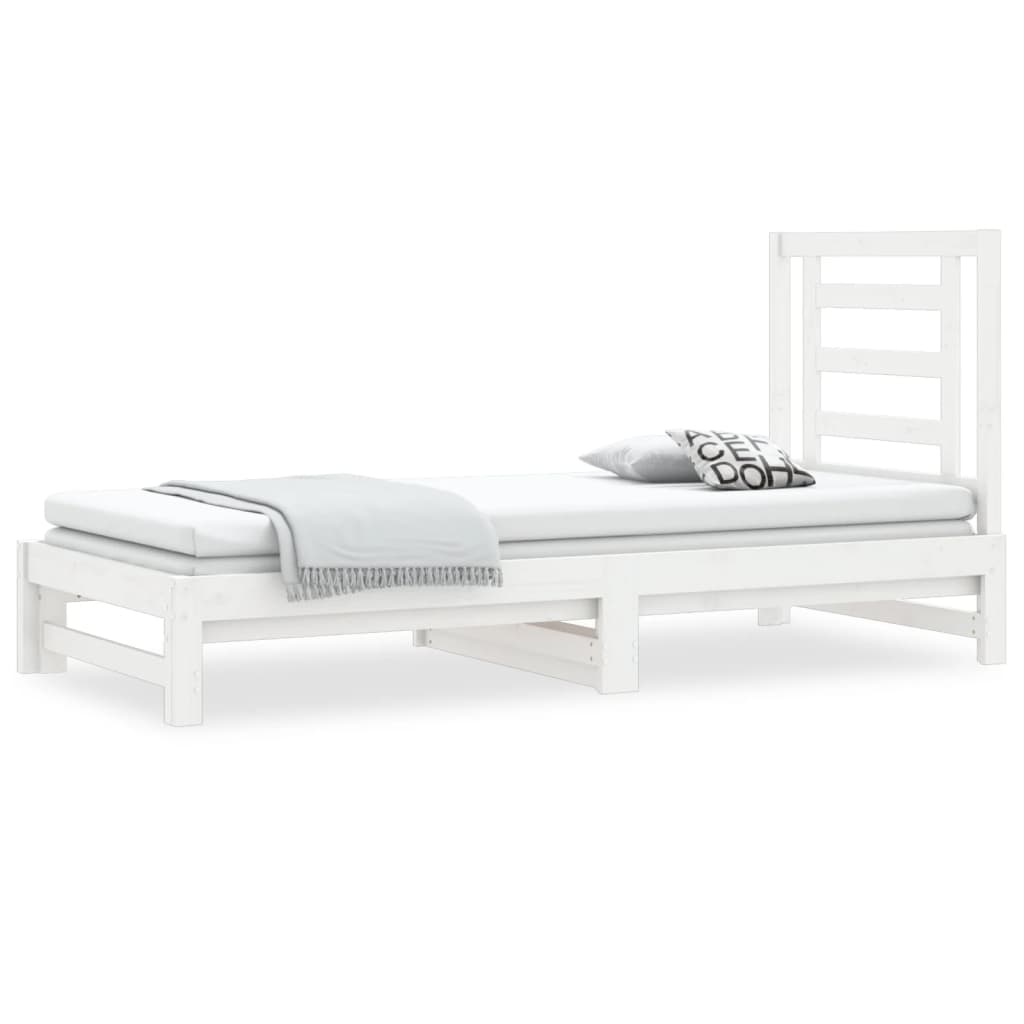 Lit coulissant Blanc 2x(90x190) cm Bois de pin massif Lits & cadres de lit vidaXL   