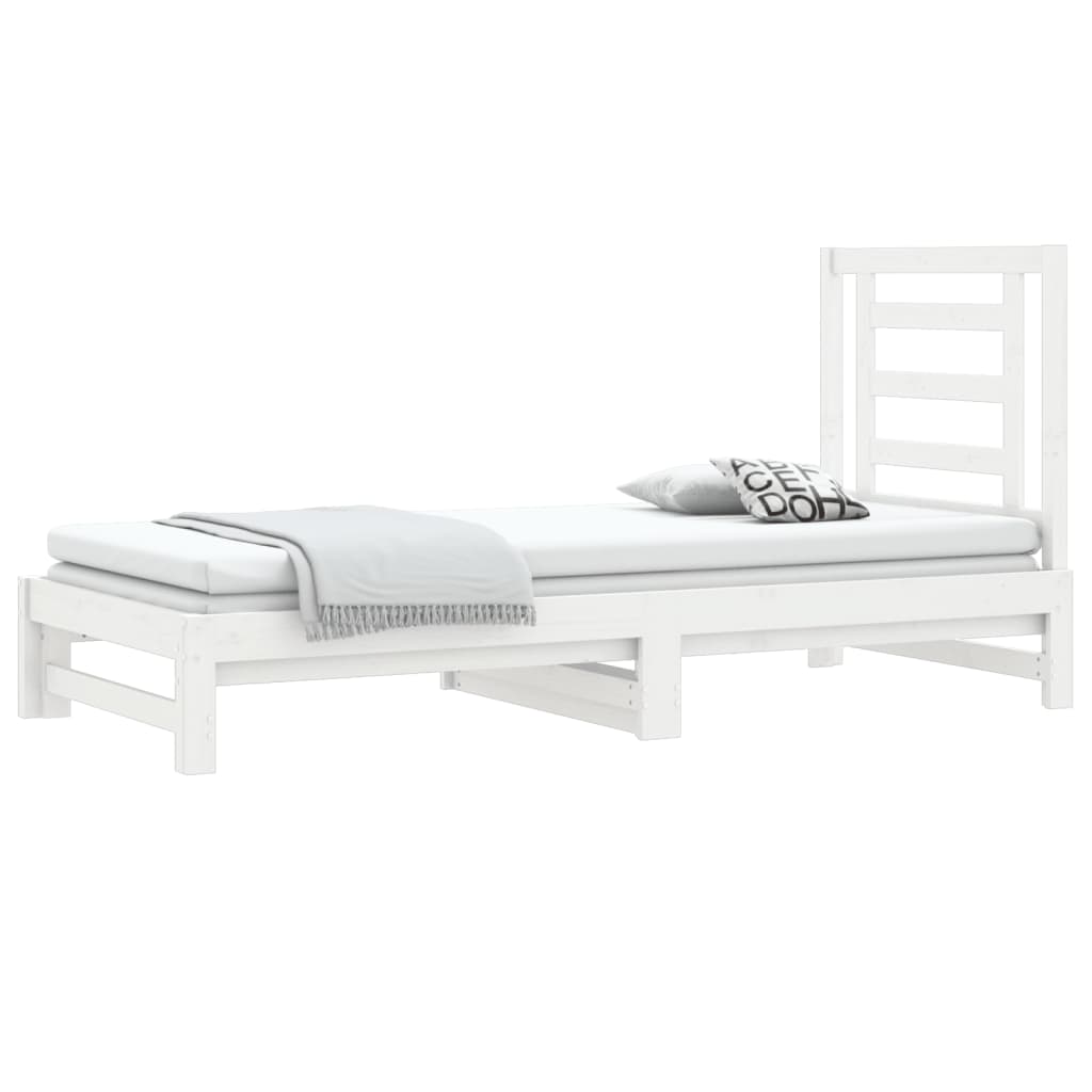 Lit coulissant Blanc 2x(90x190) cm Bois de pin massif Lits & cadres de lit vidaXL   