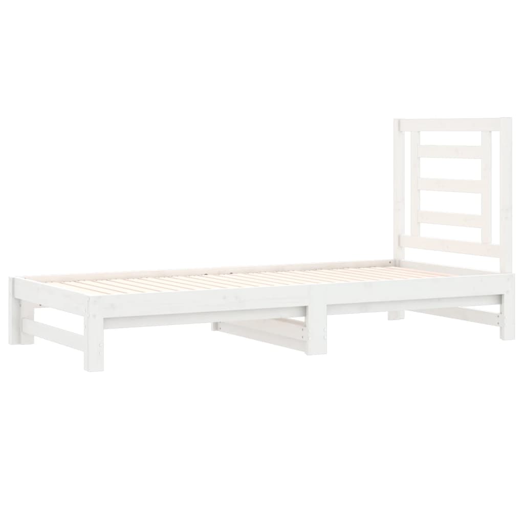 Lit coulissant Blanc 2x(90x190) cm Bois de pin massif Lits & cadres de lit vidaXL   
