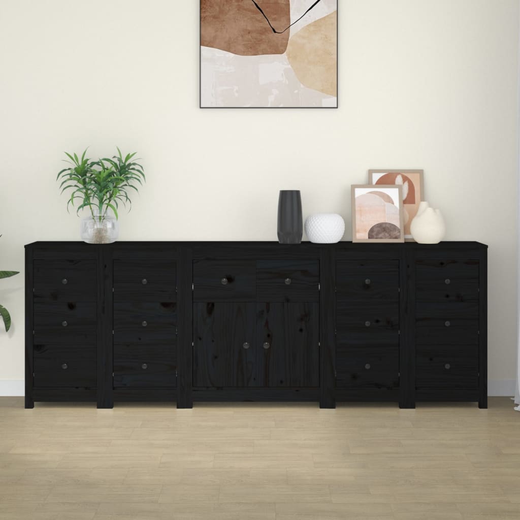 Buffet Noir 230x35x80 cm Bois massif de pin Buffets & bahuts vidaXL   