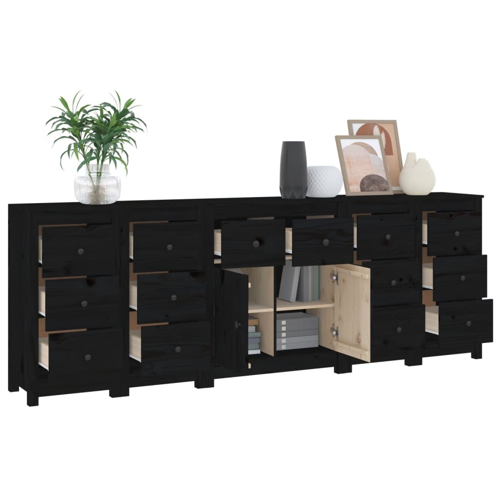 Buffet Noir 230x35x80 cm Bois massif de pin Buffets & bahuts vidaXL   