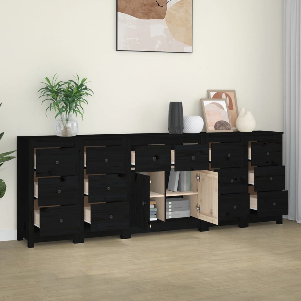Buffet Noir 230x35x80 cm Bois massif de pin Buffets & bahuts vidaXL   