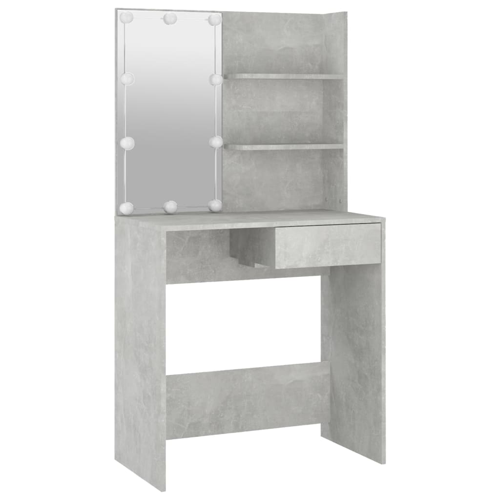 Ensemble de coiffeuse avec LED Gris béton Bois d'ingénierie Coiffeuses vidaXL   