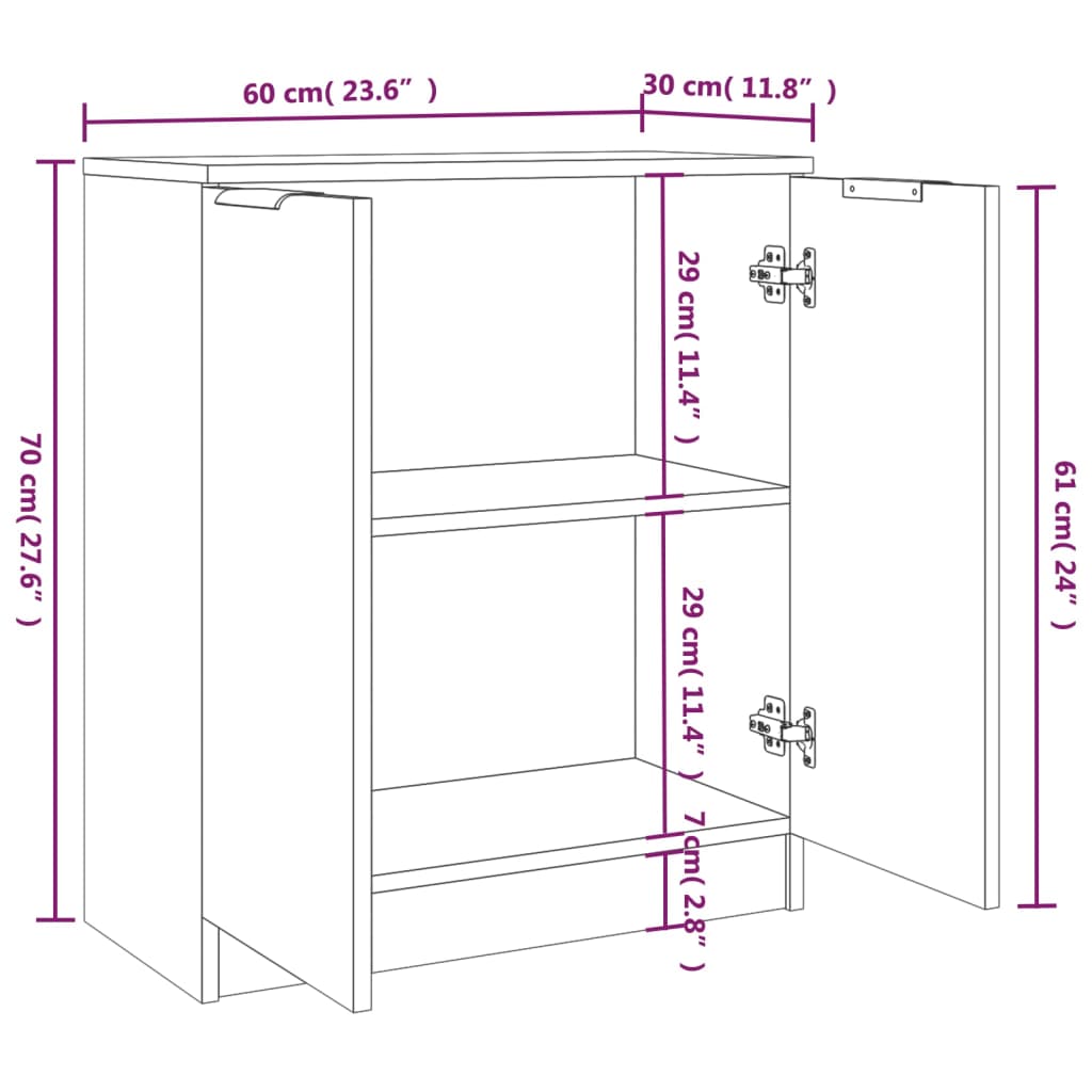 Buffets 2 pcs Chêne fumé 60x30x70 cm Bois d'ingénierie Buffets & bahuts vidaXL   