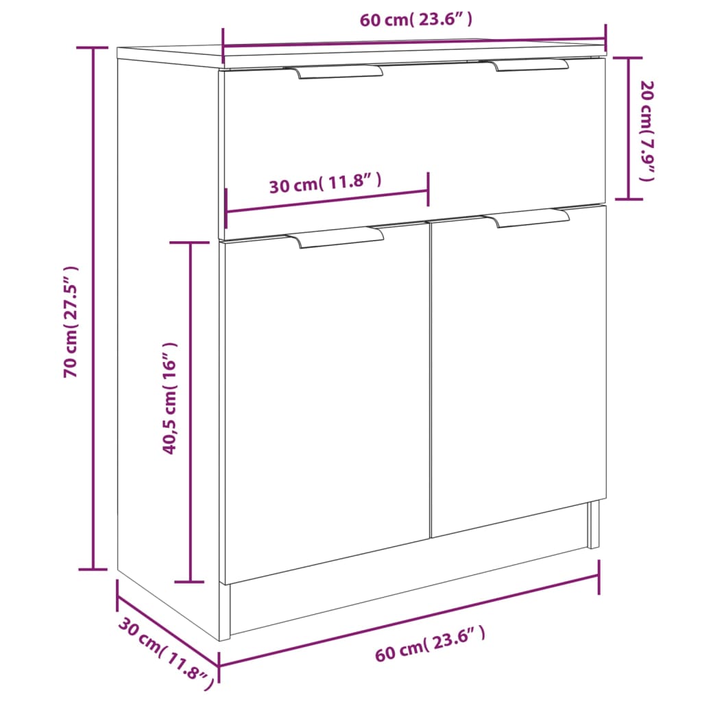Buffets 3 pcs Chêne fumé Bois d'ingénierie Buffets & bahuts vidaXL   
