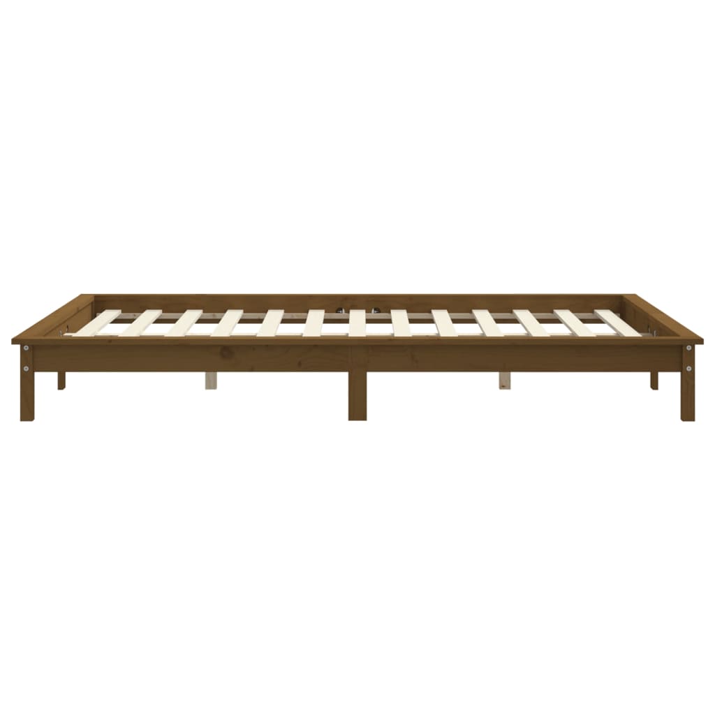 Cadre de lit Marron miel 150x200 cm Bois pin massif Très grand Lits & cadres de lit vidaXL   