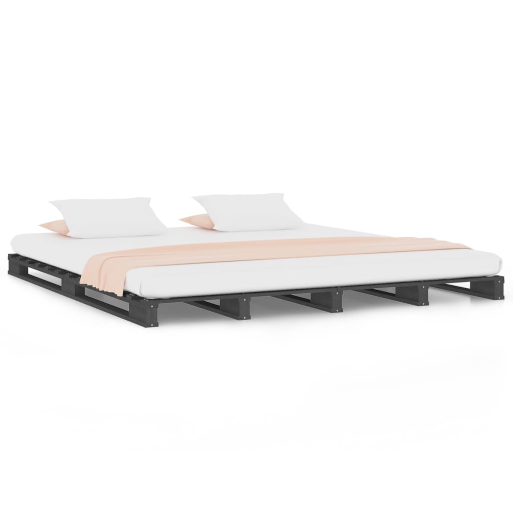 Lit de palette Gris 140x190 cm Bois de pin massif Lits & cadres de lit vidaXL   