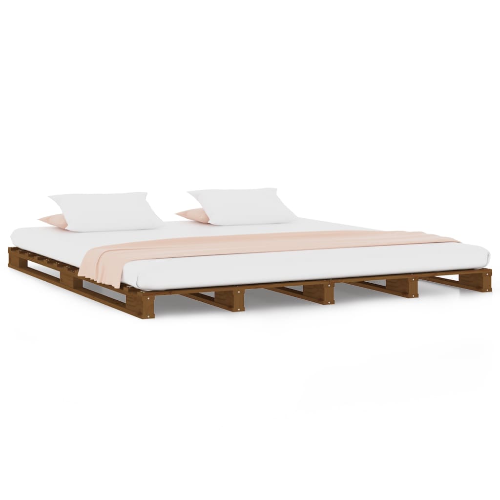 Lit de palette Marron miel 140x190 cm Bois de pin massif Lits & cadres de lit vidaXL   