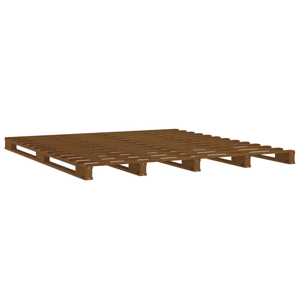 Lit de palette Marron miel 140x190 cm Bois de pin massif Lits & cadres de lit vidaXL   
