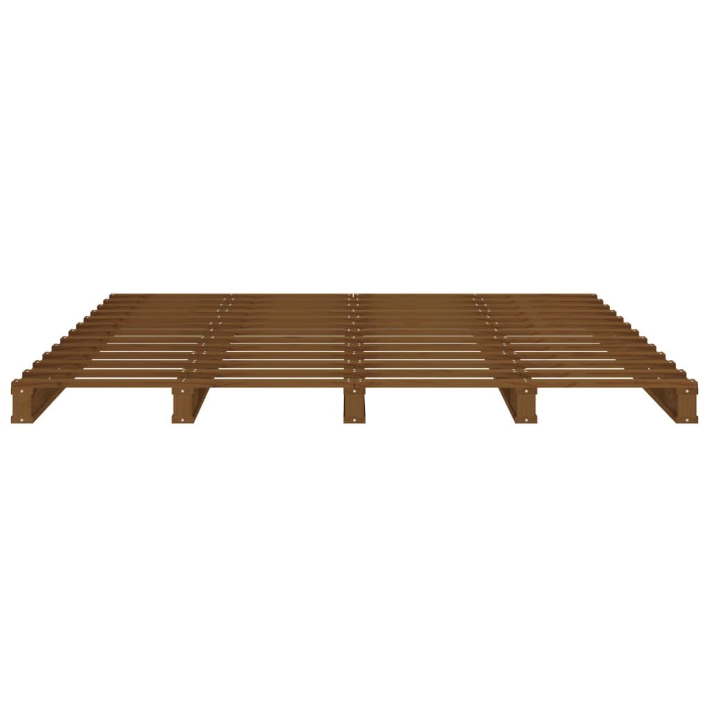 Lit de palette Marron miel 140x190 cm Bois de pin massif Lits & cadres de lit vidaXL   