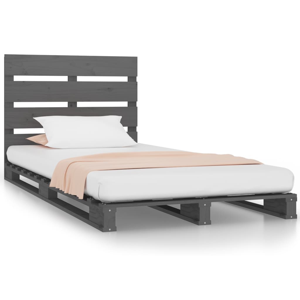 Cadre de lit Gris 100x200 cm Bois de pin massif Lits & cadres de lit vidaXL   
