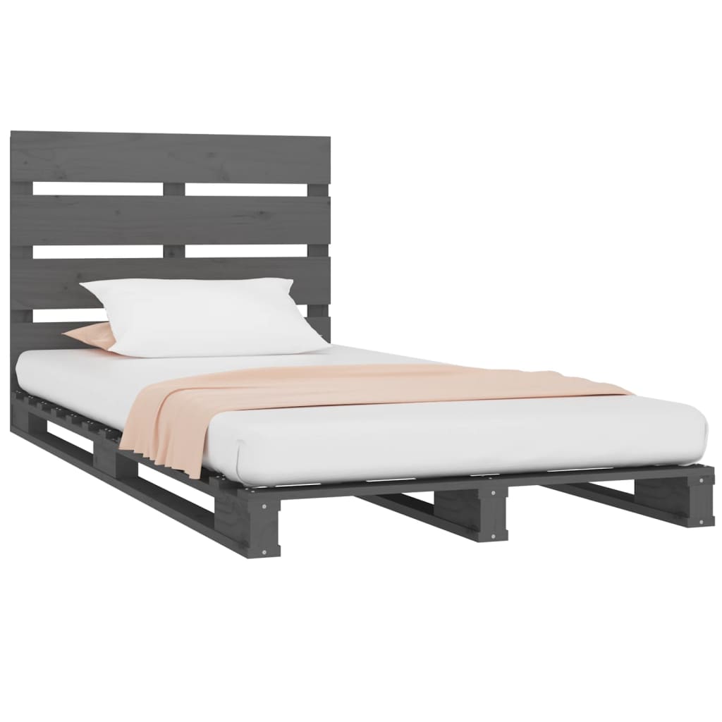 Cadre de lit Gris 100x200 cm Bois de pin massif Lits & cadres de lit vidaXL   