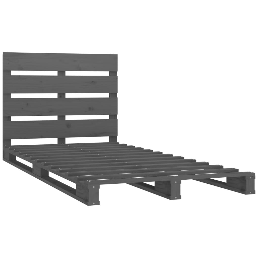 Cadre de lit Gris 100x200 cm Bois de pin massif Lits & cadres de lit vidaXL   