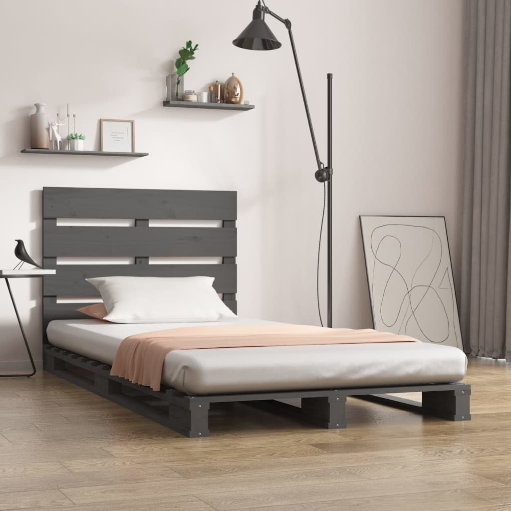 Cadre de lit Gris 100x200 cm Bois de pin massif Lits & cadres de lit vidaXL   